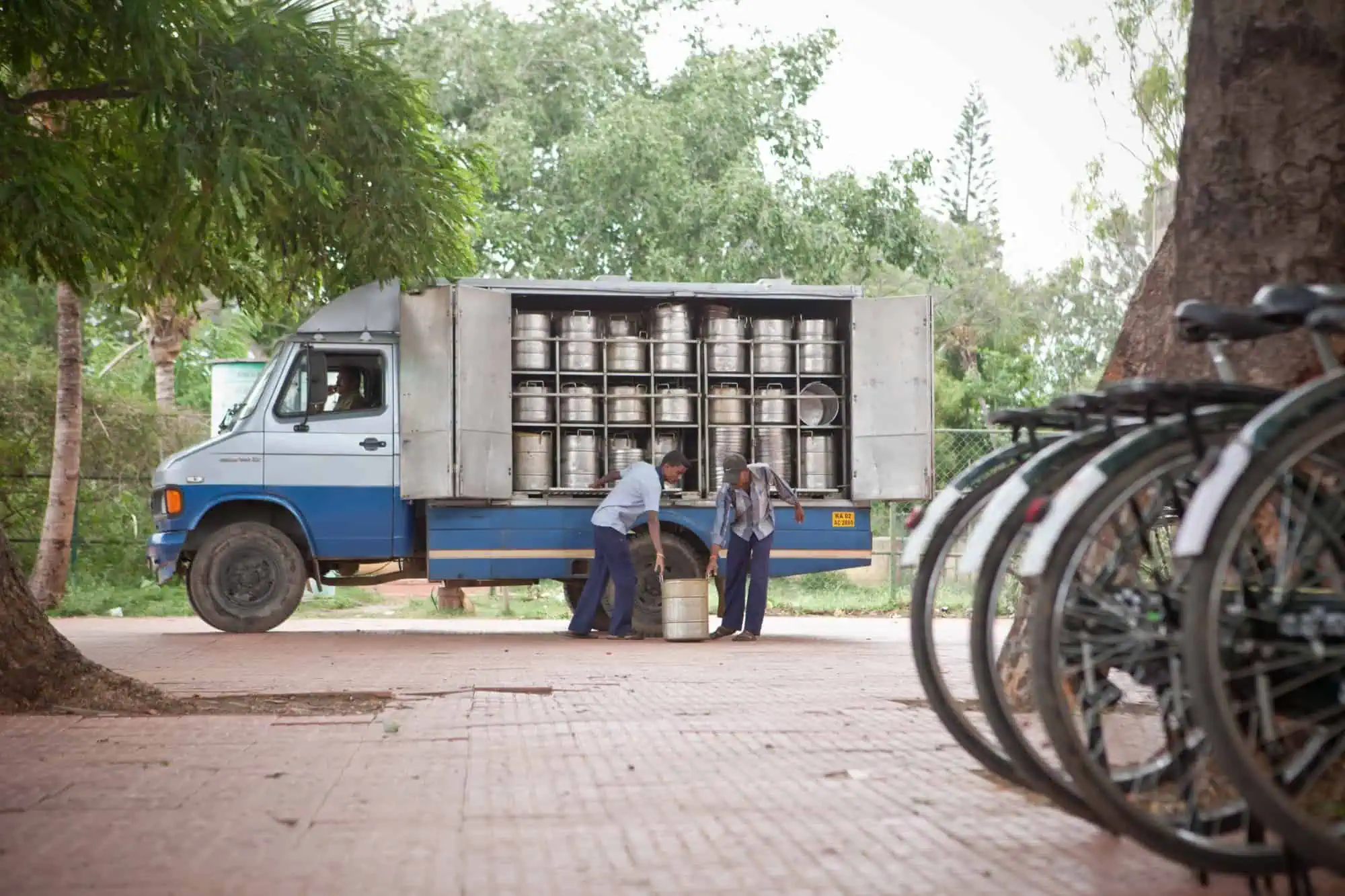 Delivery truck at school
