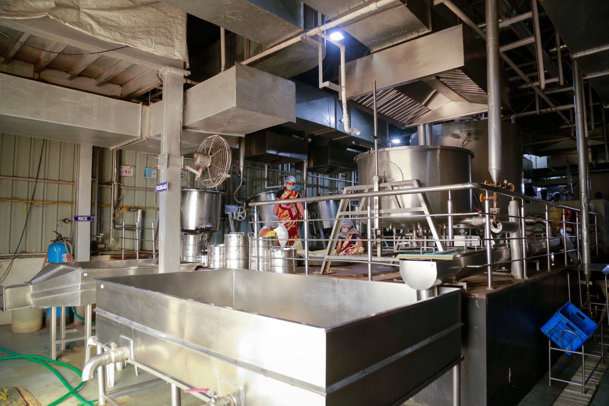 Inside an Akshaya Patra centralized kitchen — industrial scale